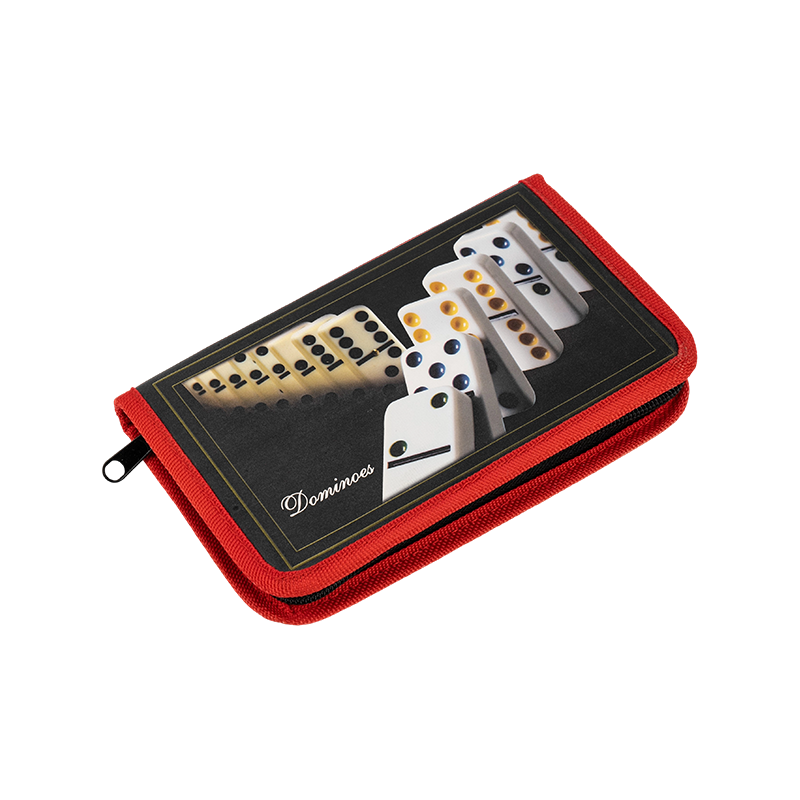 Volwassenen verdubbelen zes Domino's in Red Portable Canvas Case