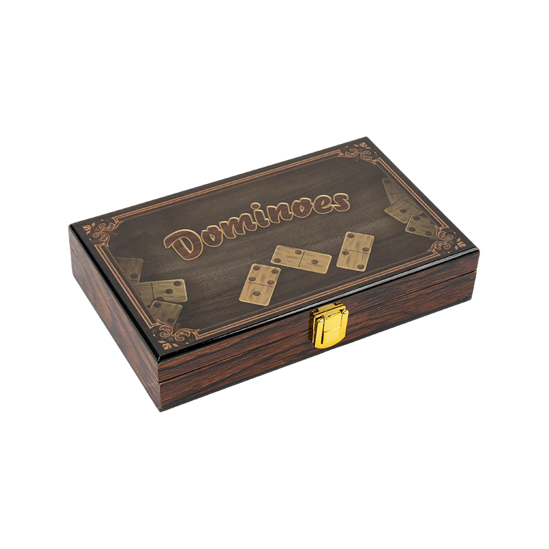 Luxe massieve houten doos dubbele zes dominostenen