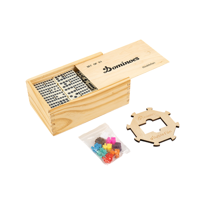 Natuurlijke houten doos dubbele twaalf dominostenen