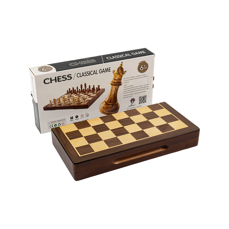 Vouwend houten schaakset