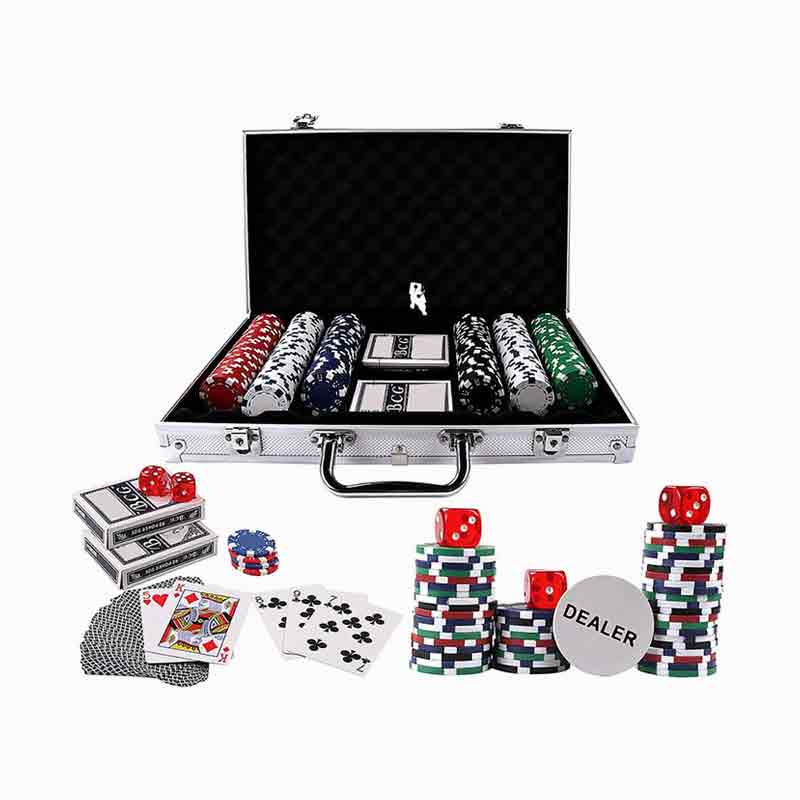 300psc Texas Hold'em pokerchips ingesteld in aluminium doos